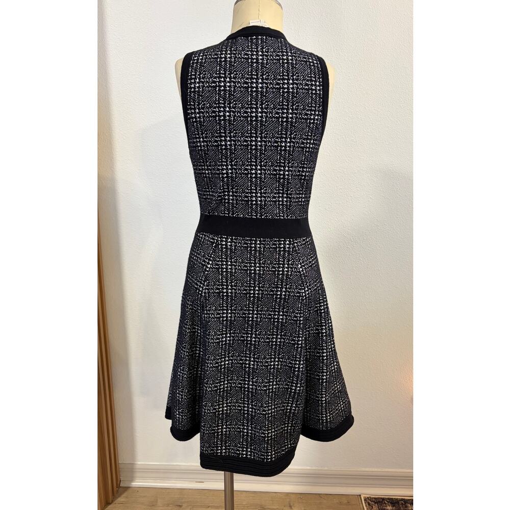 Kate Spade New York Black White Plaid Wool Blend Sleeveless Fit Flare Dress S - Picture 4 of 9